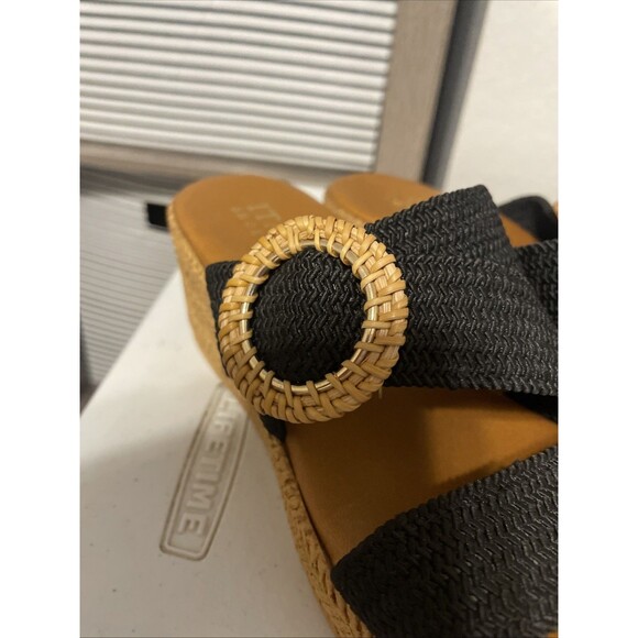 Italian Shoemakers Wedge Sandals Blue Strap Size 7 M Made in Italy - Picture 2 of 15